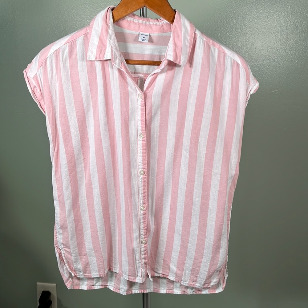 Candy striped button up blouse